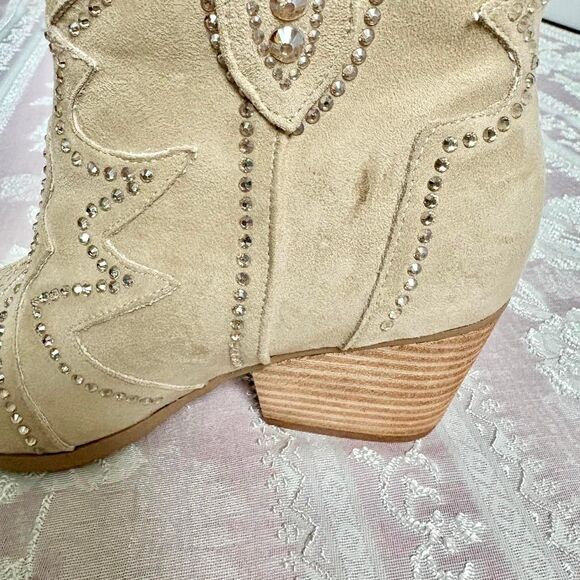 Mia Jossie Women's Tan Cowboy Boots with Rhinestones - Picture 8 of 8